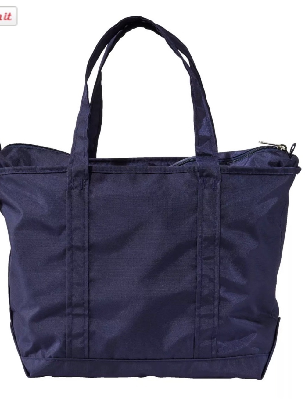 L.L. Bean Deep Blue/ Dusty Navy Medium Nylon Tote with Front Pocket - Picture 2 of 7